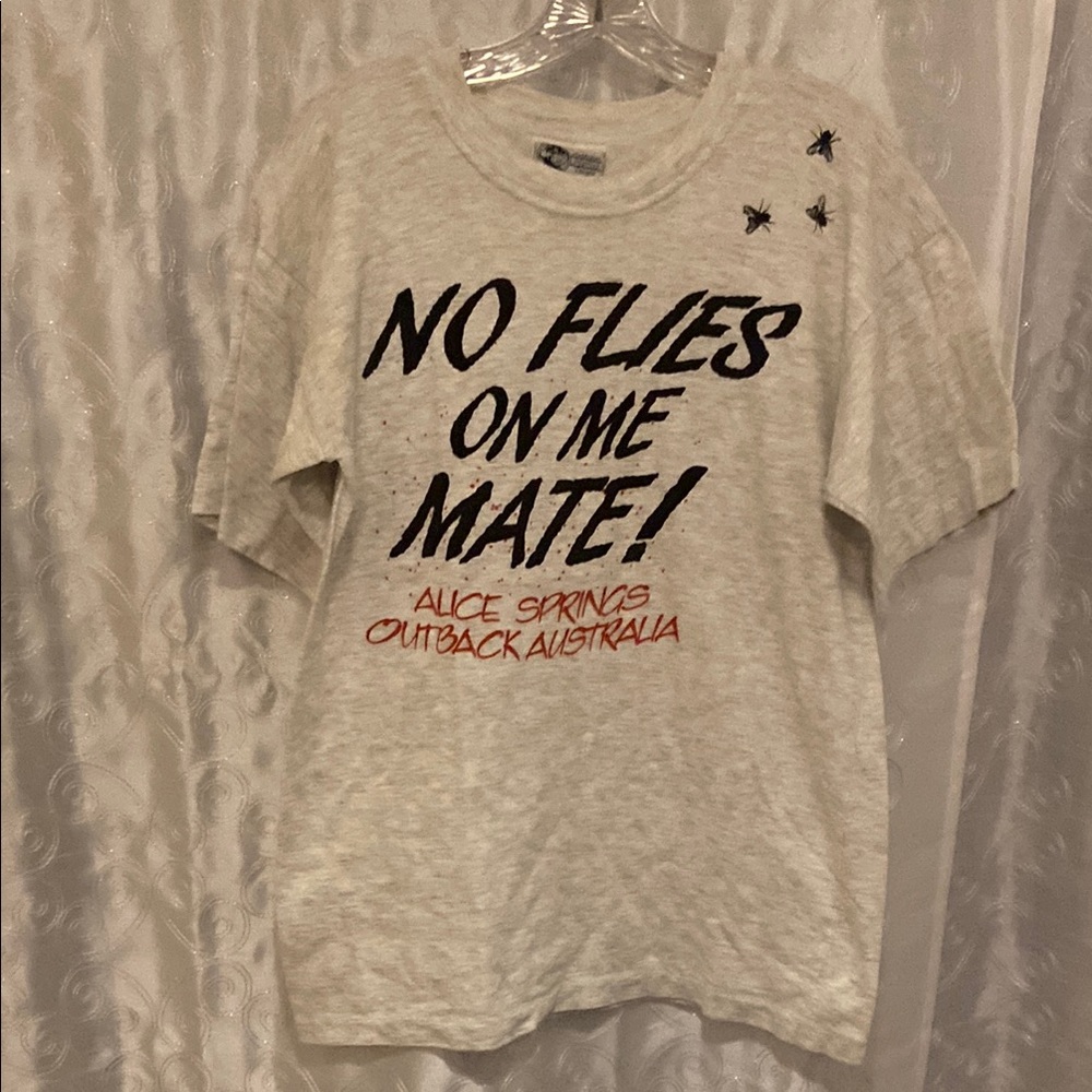 Alice Springs Outback Australia “No Flies On Me Mate!” Shirt Size Medium 🔥 YB5